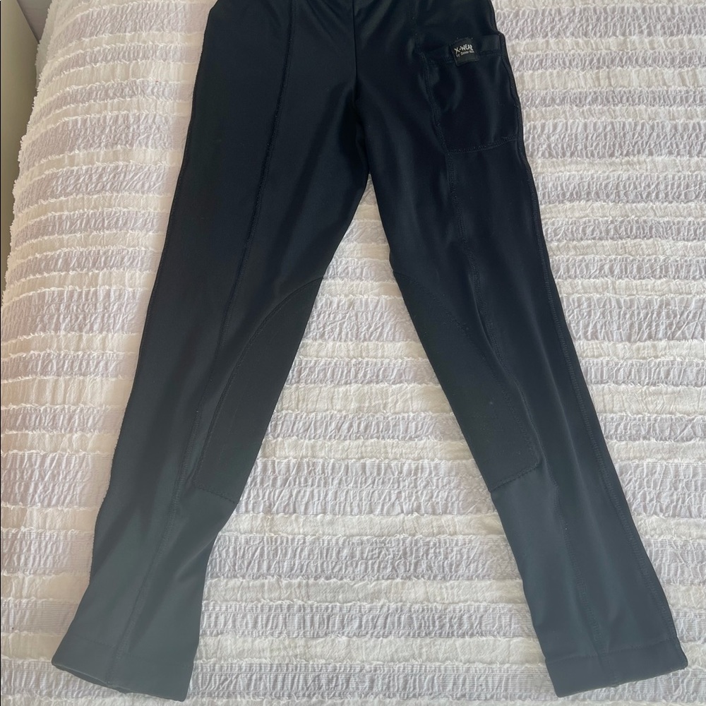 2 pairs of Irideon riding tights (khaki and black) 1 pair black devonaire tights - Picture 9 of 10